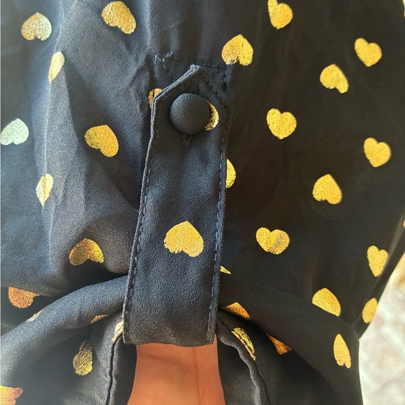 Torrid Gold Heart Print Harper Blouse Size 3 Plus Size Black - Picture 9 of 10